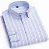 Spring Autumn Men's Business Casual Shirts Fashion Striped Long Sleeve Square Collar Oxford Textile Shirt Male Tops Plus Size