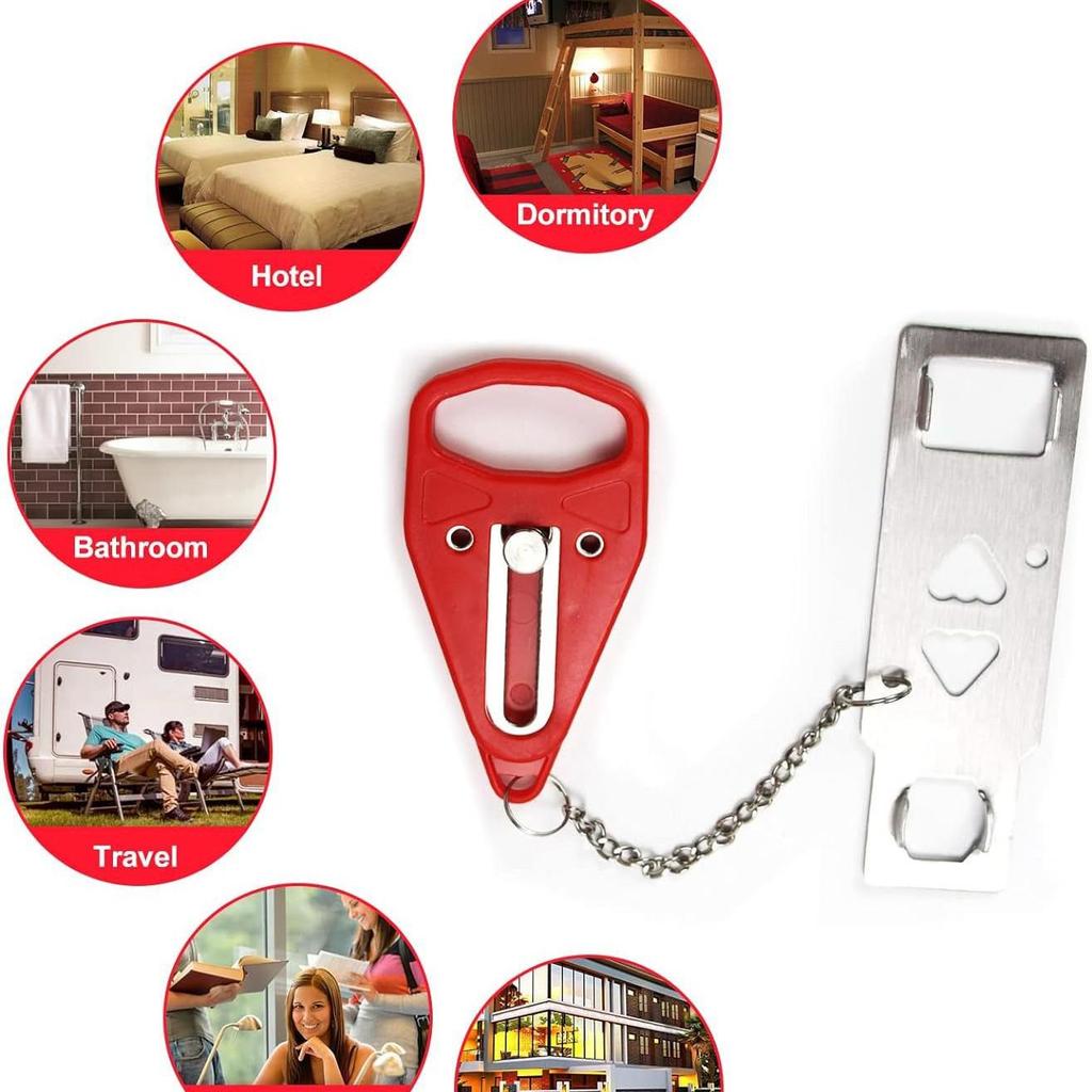 Tope de Puerta y Cerradura de Seguridad Portátil de Doble Uso para Mujeres Solas y Hoteles