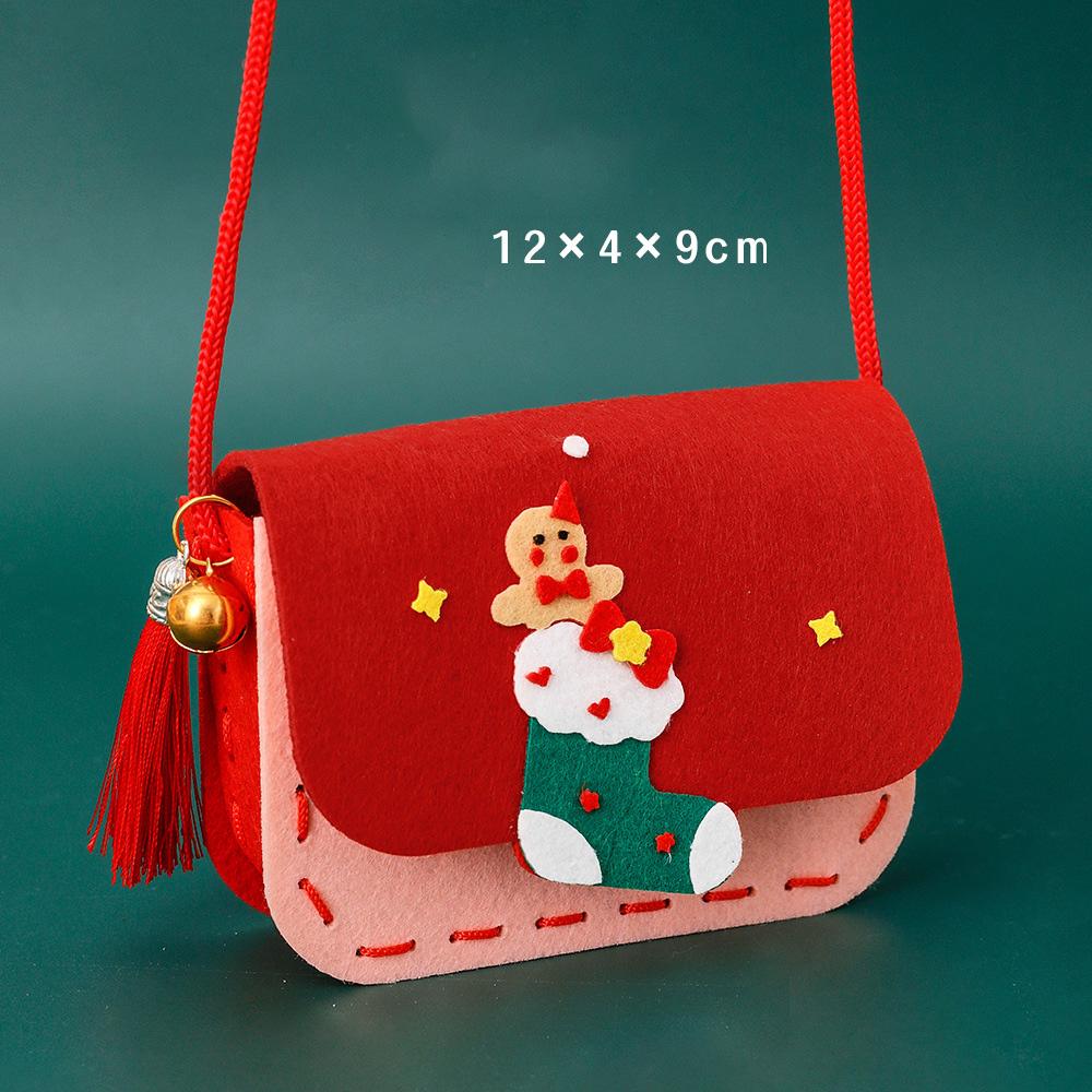 

4 Set Christmas Bag Sewing Kit,Sew Your Own Holiday Candy Bags Goodie Bags,DIY Felt Sewing Craft with Stickers Xmas Party Favors