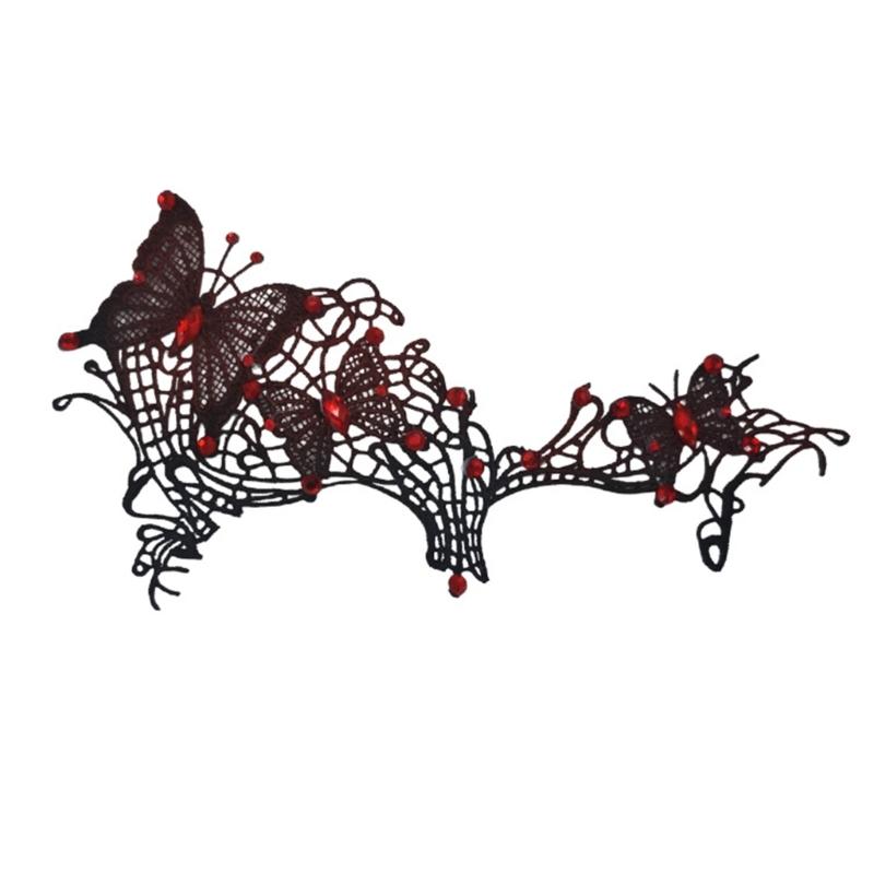 Lace Rhinestones Eye Mask For Masquerades Parties Costume Accessories Comfortable Fit Lightweight Design красный