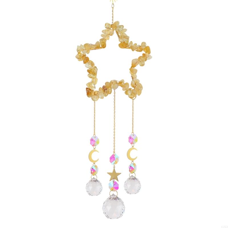 62KD Natural for raw Stone Amethyst Light Crystal Wind Chimes Pendant Dream Rainbow