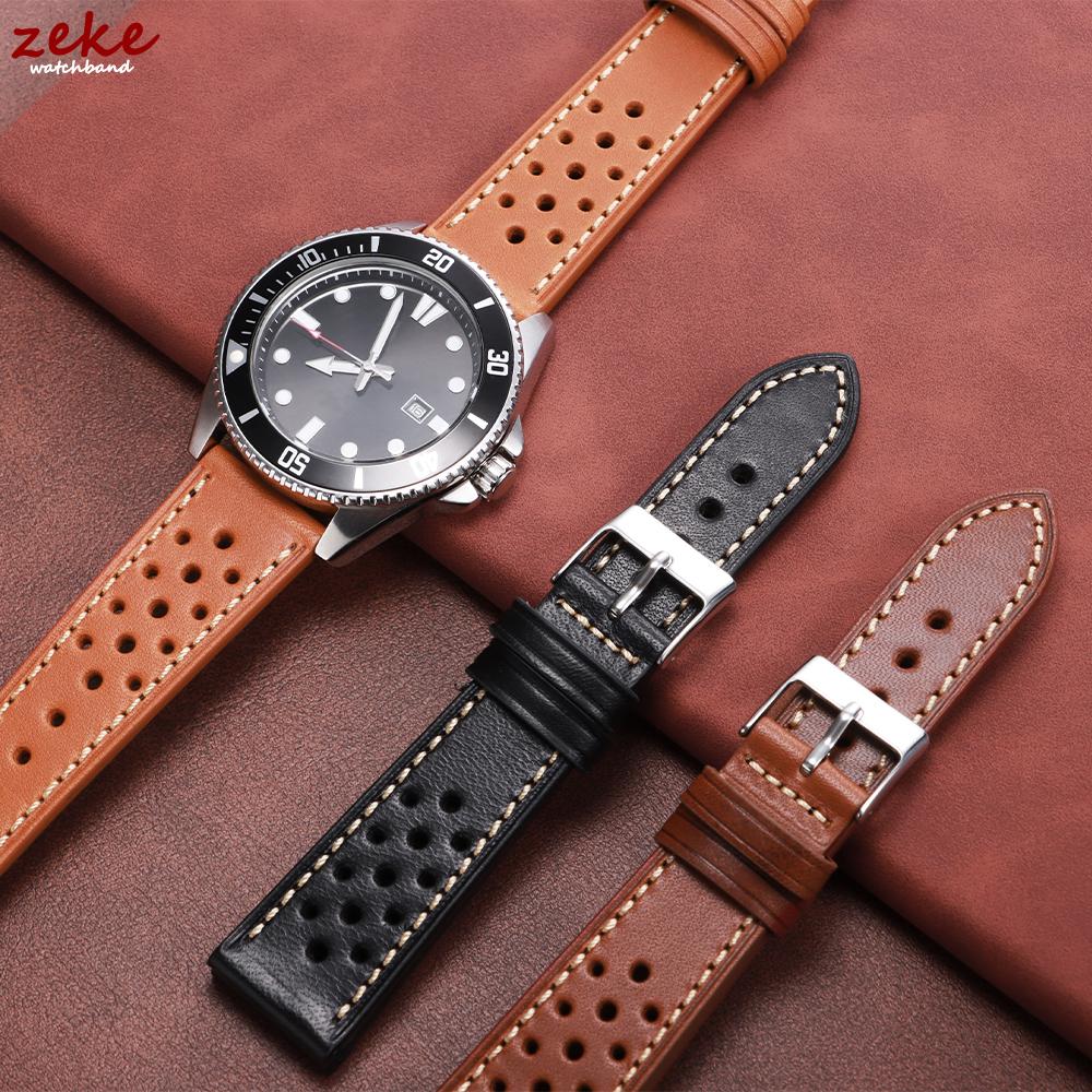 18mm 20mm 22mm Echtes Rindsleder Uhrenarmband Vintage Grün Armbänder Atmungsaktives Armband Gürtel für Omega für Seiko Business Armband