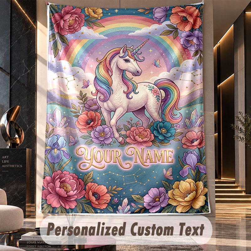 Unicorn (455) Theme Custom Tapestry Personalized Custom Name Text Wall Hanging Tapestry Home Decor Background Cloth