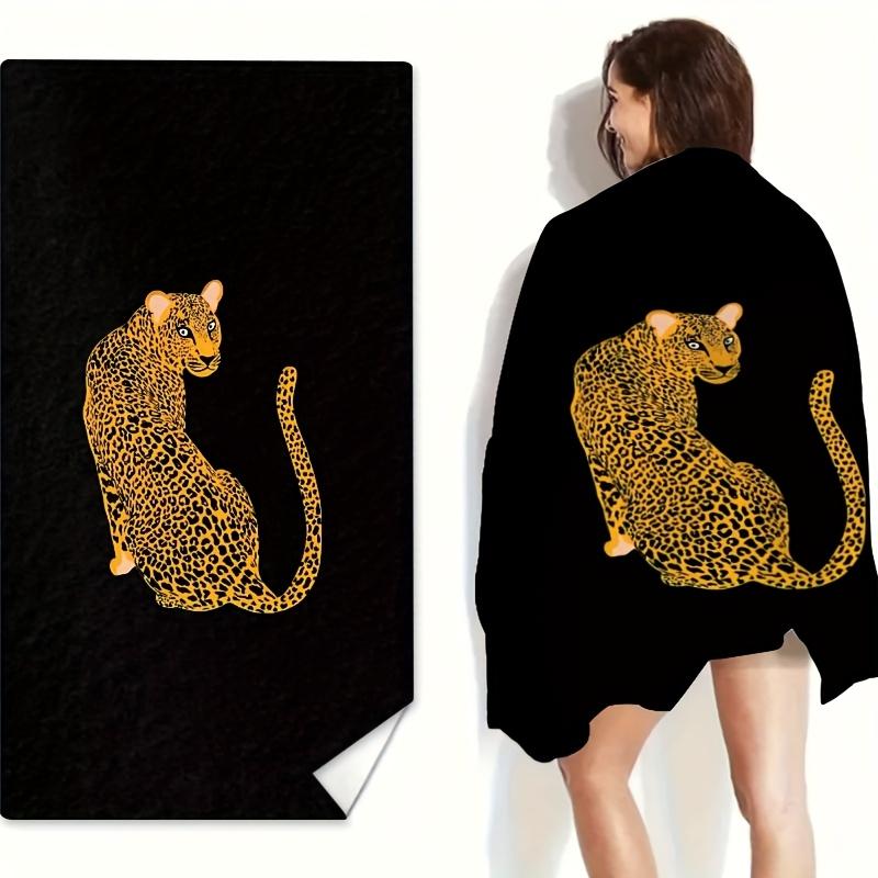 1PC Leopard Print Beach Towel, Multifunctional Towel for Beach, Pool, Bathroom, Camping, Travel, Yoga & Fitness