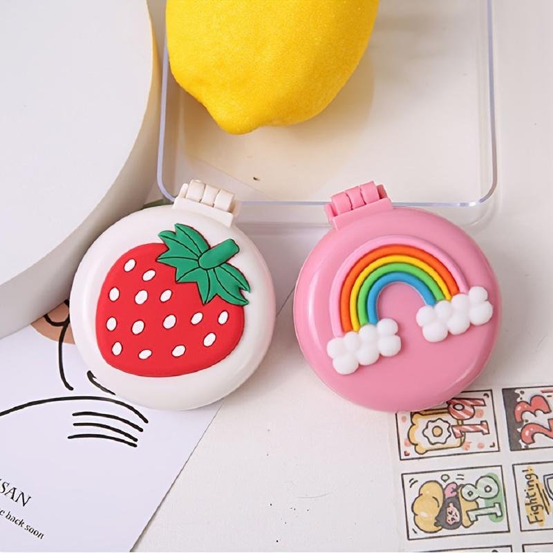 Folding Cute Mini Pocket Hair Comb With Mirror For Women And Girls Round Hair Brush Compact Travel Size Hair Massage Comb