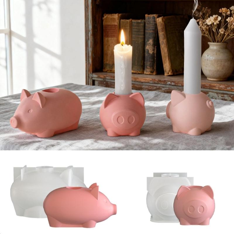Silicone DIY Mold for Crystal Drip Glues Pig Candle Holder Base Craft Decoration Easy to Use and Clean