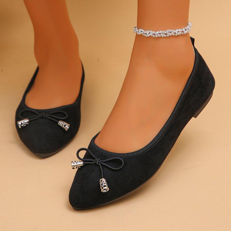 Women's Bowknot Decor Ballet Flats Pointed Toe Slip-On Elegant Dress Shoes for Office Wedding Party Daily Casual Footwear