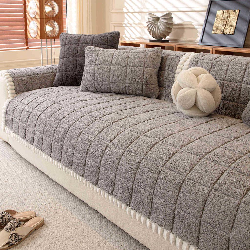 1PC Warm Plaid Sofa Mat Cover Non-slip L Corner Couch Slipcover Cat Anti-scratch Pets Kids Sofa Pads for Living Room Home Decor