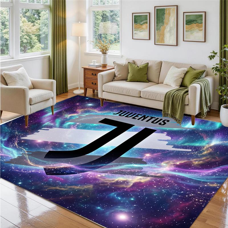 Juventus FC Design Crystal Velvet Rug Soft Decorative Mat for Bedroom Entrance