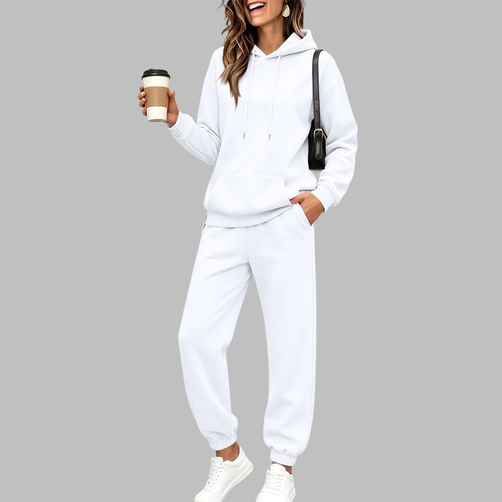 Damen Kapuzenpullover mit Futter und Jogginghose Set Lockerer Fit Lässiger Trainingsanzug