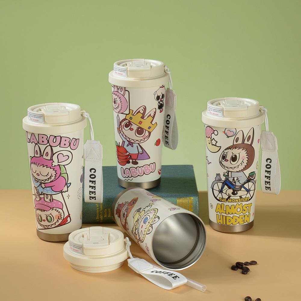 Lily of the Valley Cup Cartoon High Value Thermos Cup Cute 3D Printing Pattern Gift Double Drink Straw Cup
