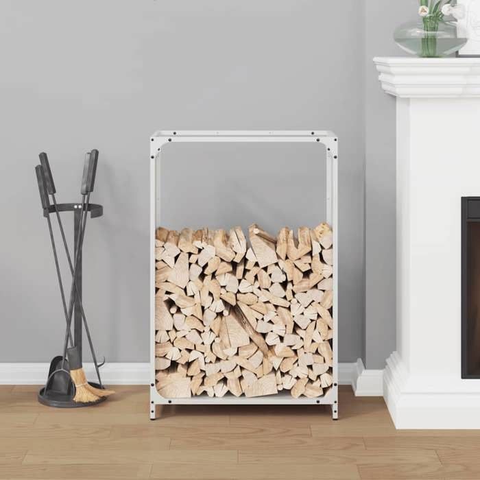 VidaXL Portant de bois chauffage blanc 60x28x90 cm, support à bûches de cheminée, support à bûches, support à bûches, 864212