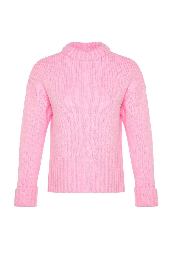 Women's Fashionable Stylish Sweater Stone Soft Textured Crew Neck Knitwear Sweater