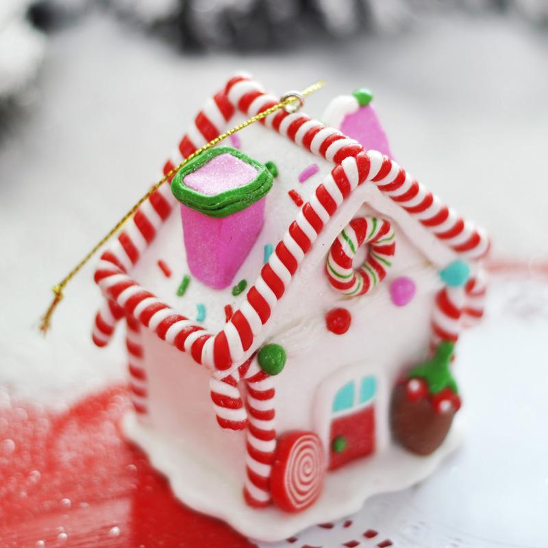 1Pc House Ornaments Holiday Christmas Tree Ornament Gingerbread Christmas Decor With Rope Gingerbread House Decor