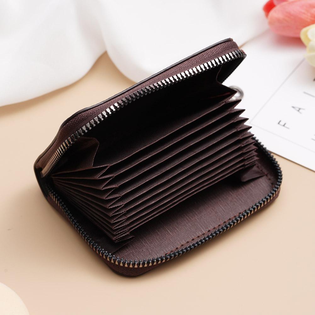 Credit Card Holder PU Leather Small Card Wallet for Women Men 10 Card Slots RFID Blocking Protection Travel Wallet with Zipper