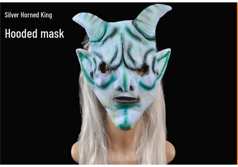Silver Horned King Mask for Halloween & Christmas: Scary Latex Ghost Costume Prop Mask