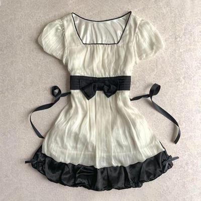 Summer 2026 French Princess Style Patchwork Bow Tie Dress