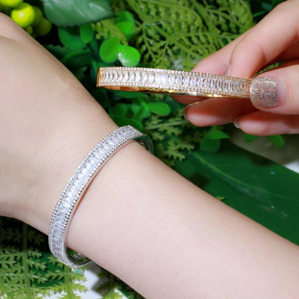 Classic Ladder Zircon Electroplated Real Gold Platinum Bracelet Bracelet Jewelry