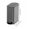Square Stainless Steel Trash Can with Lid OdorControlling Compact Rectangular Pedal Bin Hands
