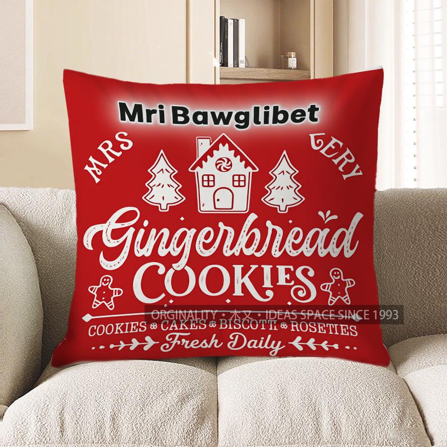 Weihnachtsdekoration Lebkuchen Täglich Gebacken Kissen für Zuhause Muster Kissenbezug Geeignet für Sofa Schlafzimmer Auto Kissenbezug