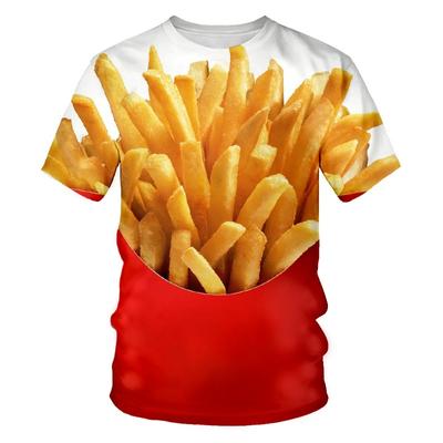 Creative Food Pattern T Shirts Hamburg Pizza Steak French Fries Men's Summer T-Shirts
