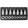 Torx Bit Socket Set with for Case E10-E24 T30-T70 16 Pcs Steel Star Bit Set for Cr-V Steel 1/2-inch Drive Hand Repair To