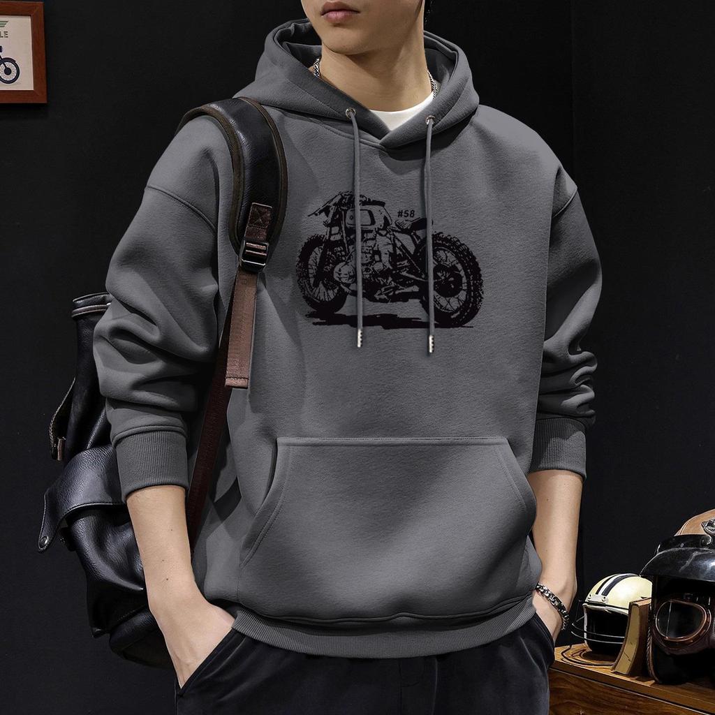 Men's Heavyweight Velvet-Lined Hooded Sweatshirt: Trendy American High Street Jacket for Autumn/Winter