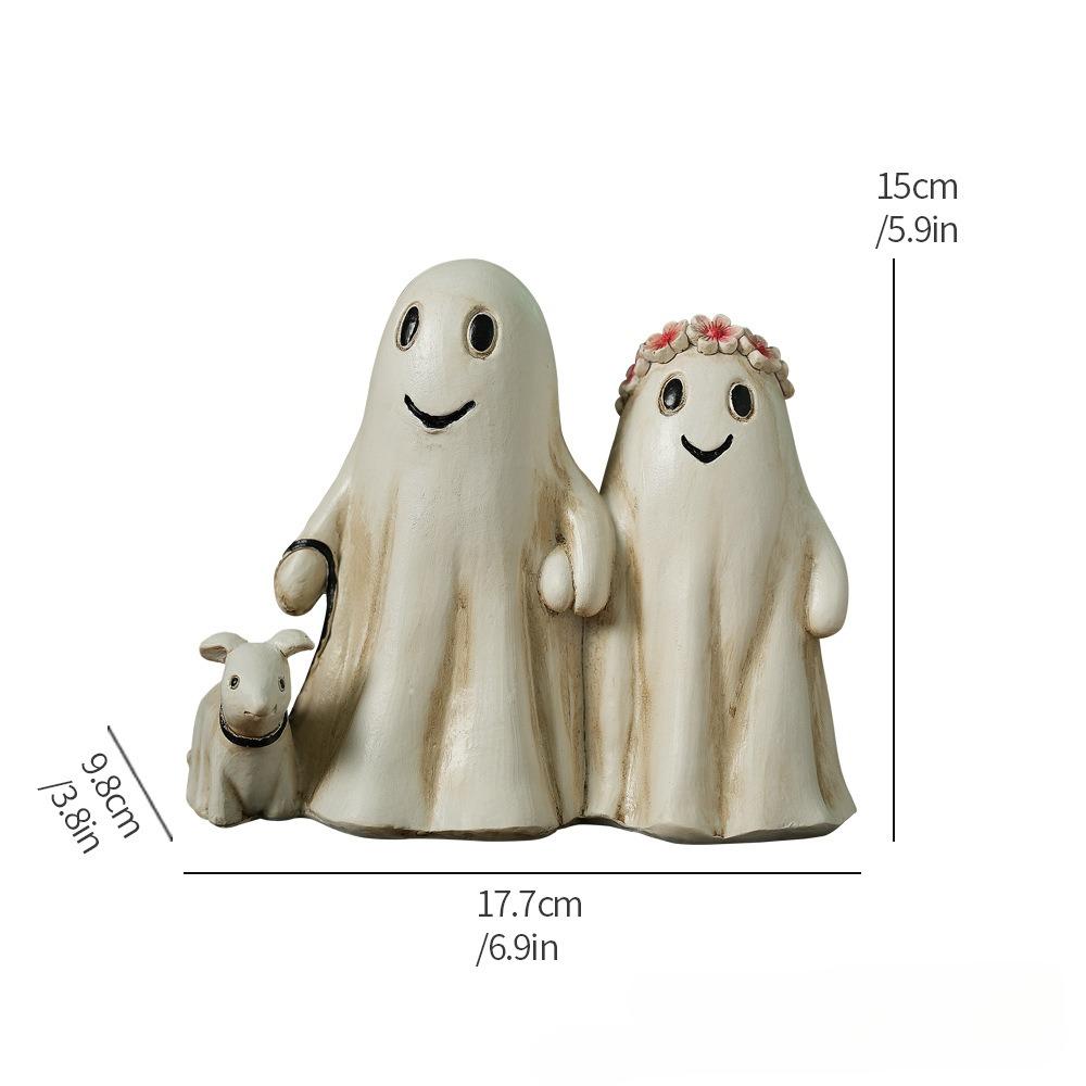 Halloween Ghost Figurine Decoration Resin Pumpkin Spooky Statue Home Ornaments Desktop Bookshelf Holiday Scene Ghost Props Decor