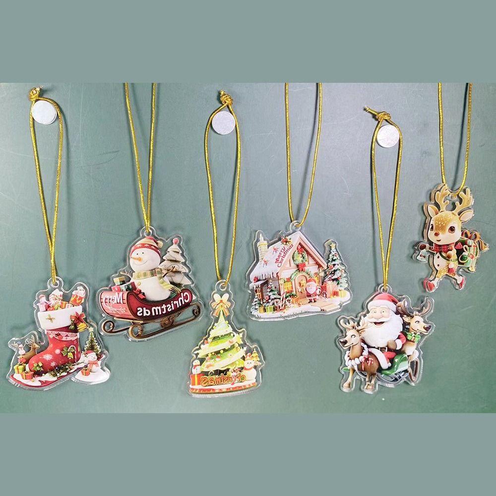 6Pcs Creative Christmas Decoration Pendant Santa Christmas Tree Hanging Ornament Garden