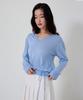 THEELO Strap Detail V-Neck Knit Top (Light Blue)