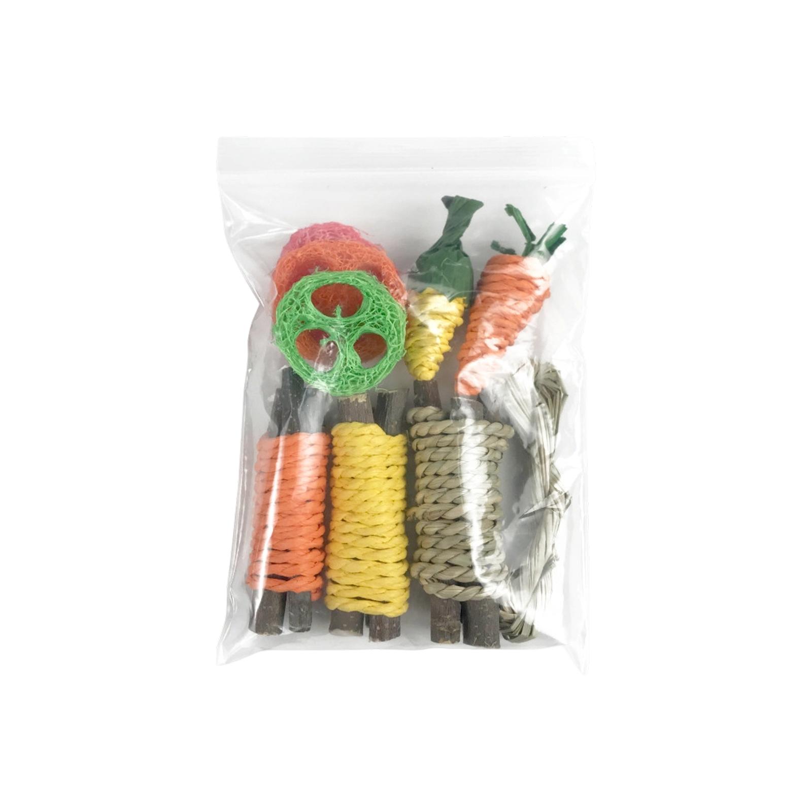 

Small Animal Chew Toys Set Natural Wooden and Vegetable Shaped Chew Sticks for Rabbits Guinea Pigs Chinchillas Hamsters One Size