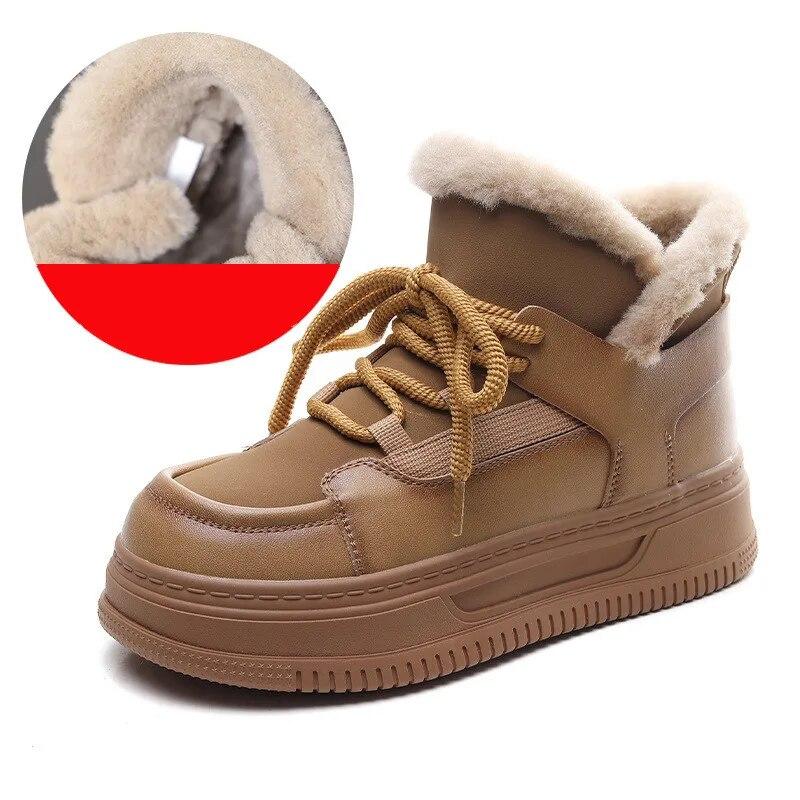 

Зимние ботинки Johnature на толстой подошве из шерсти, универсальные женские плюшевые теплые короткие ботинки из натуральной кожи на шнуровке 40 жёлтый