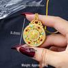 Ancient Gold Sand Eight-Treasure Compass Blessing Necklace - Chinese Retro Copper Alloy Jewelry