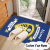 Custom Name Leeds Crest Rug for Living Room, Game Rooms, Office, Bedroom, Floor Mat Playful Design, Fan Gifts Christmas Decor