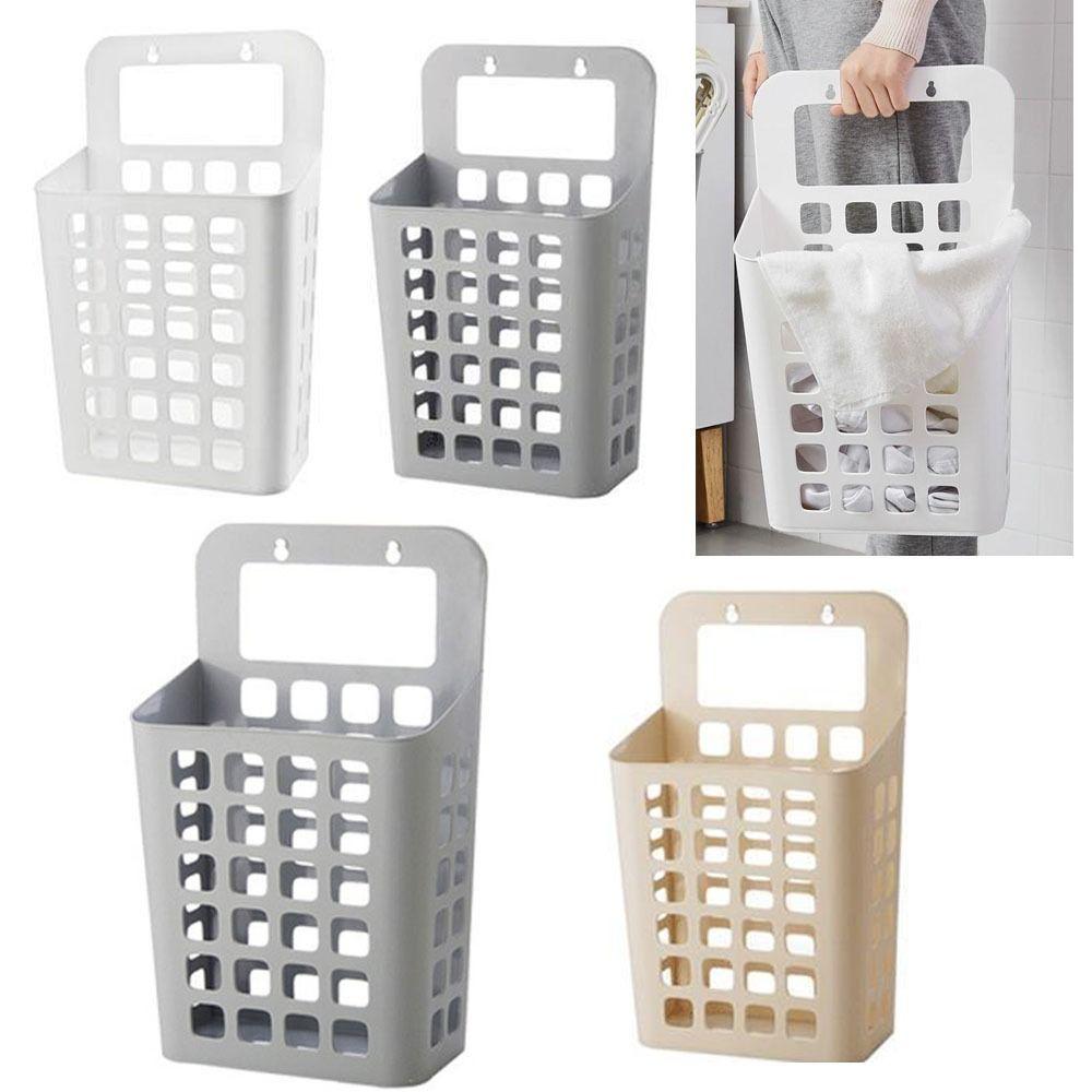 Folded Hanging Laundry Basket Draining Holes Dirty Laundry Organizer  Bedroom Closet