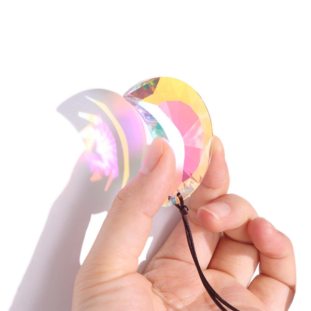 50mm Rainbow Maker Half Moon Glass Prism Suncatcher Crystal Prisms  Sunlight Collection