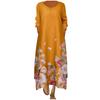 Womens Long Sleeve Floral Print O Neck Long Sleeve Irregular Loose Splice Maxi Dresses