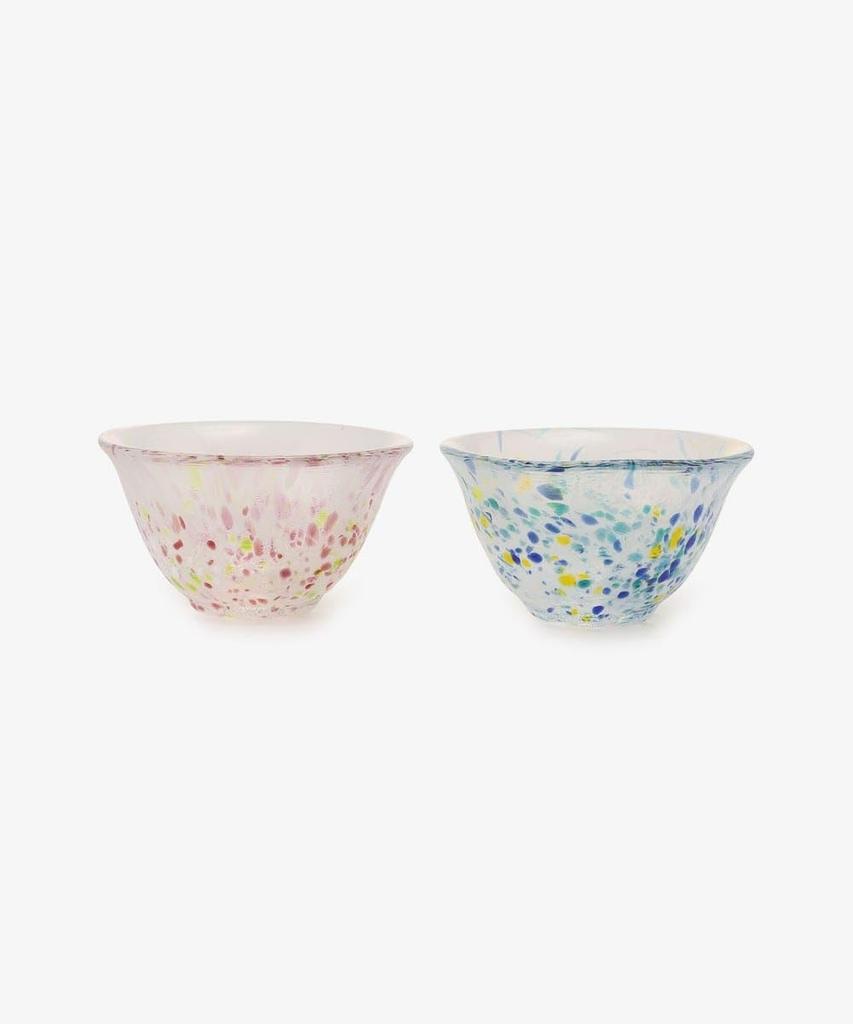 Afternoon Tea Living: Pair of Edo Glass Sake Cups (JG25) In Blue