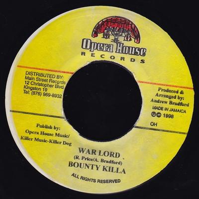 7inch Record BOUNTY KILLER  War Lord NONE Opera House 1998 Jamaica Reggae Ska  Dub Used