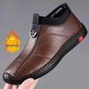 Woodpecker Men's Fleece-Lined Winter Shoes - Warm, Soft Sole, Mid-High Top Casual Leather Dad Footwear