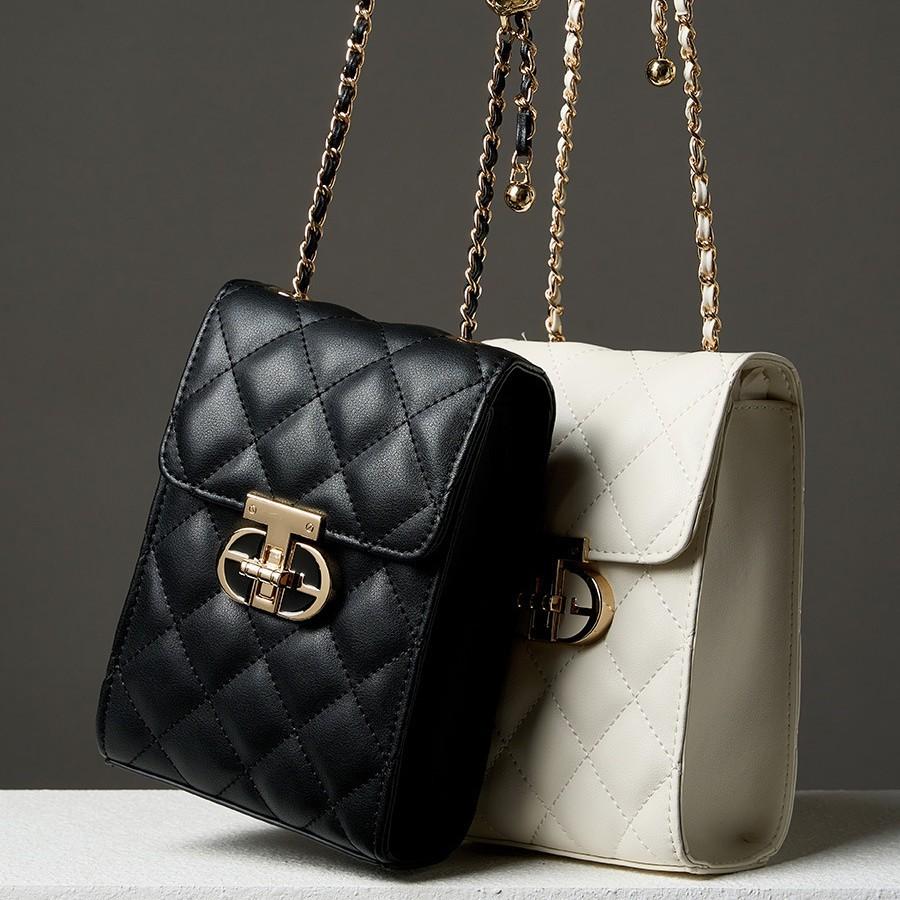 2025 Neue Mini-Handytasche aus echtem Leder, Kleine Umhängetasche für den täglichen Gebrauch, Gesteppte Kettentasche für Damen, Modische Handtasche für Damen