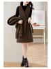 Women's Gray Wool Suit: 2025 Autumn/Winter High-End Fashion Coat Dress Set