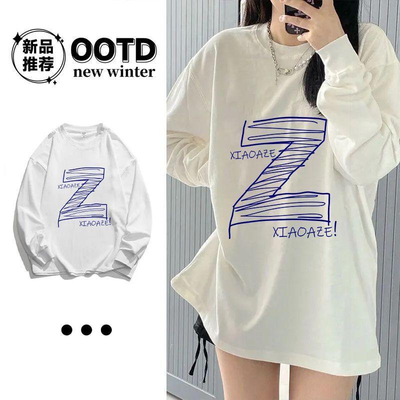Cotton Long Sleeve T Shirt Men Women Oversize Couple Casual Tee Fall