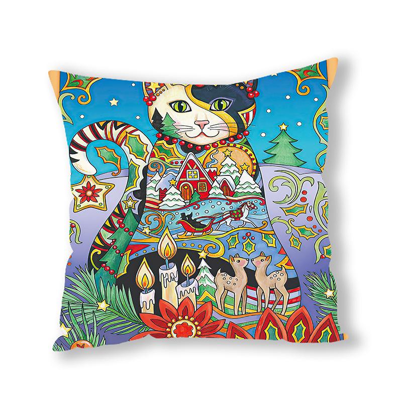 

Плюшевая наволочка с принтом кота, масляная живопись, абстрактная, скандинавская, для дивана, автомобиля, чехол для одеяла 45Cm