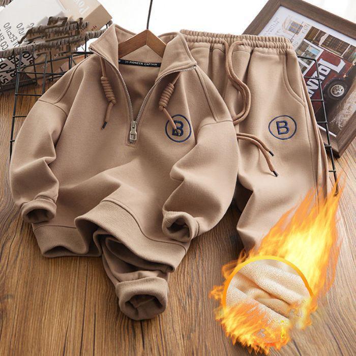 

Весенняя и осенняя одежда для детей среднего и старшего возраста, детские толстовки с капюшоном, спортивные костюмы, свободная одежда для мальчиков, весенние и осенние костюмы 120cm кофейный