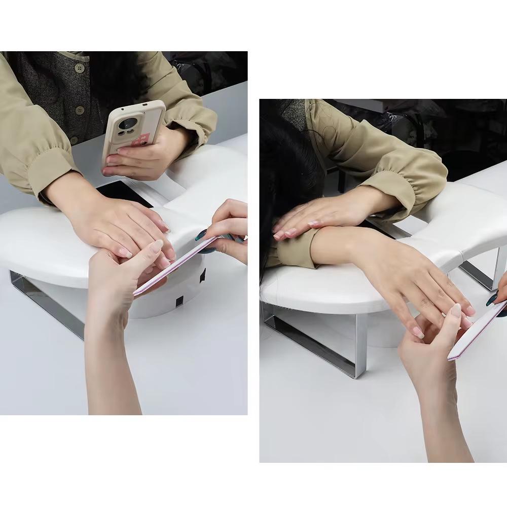 Portable Foldable U-Shaped PU Leather Nail Art Hand Rest with Butterfly Slope Design