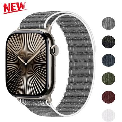 Bracelet de luxe en nylon pour Apple Watch S10 46mm 42mm Bracelet sport tissé pour iWatch Série 10 9 8 7 Ultra 2 49mm 45mm 44mm 42mm 41 40 38mm