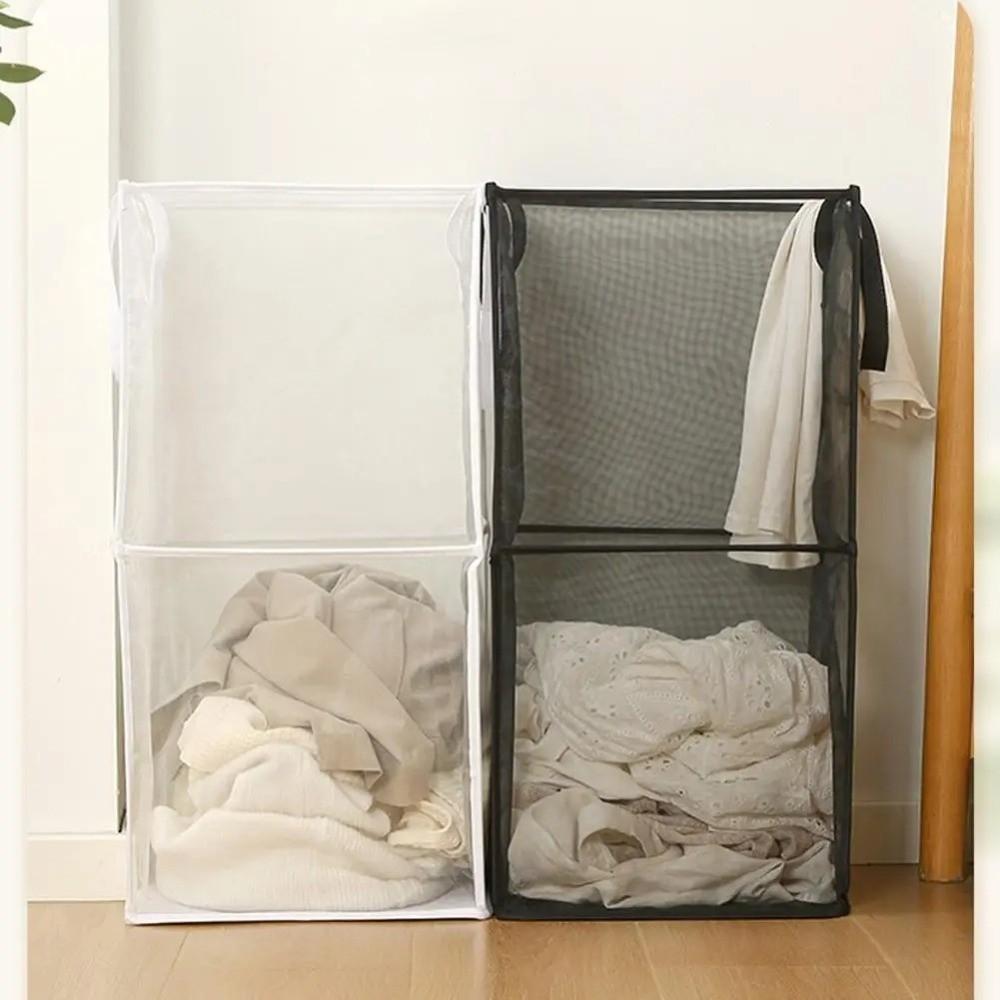 Large Capacity Laundry Hamper Breathable Mesh Storage Basket Square Dirty Clothes Basket Home