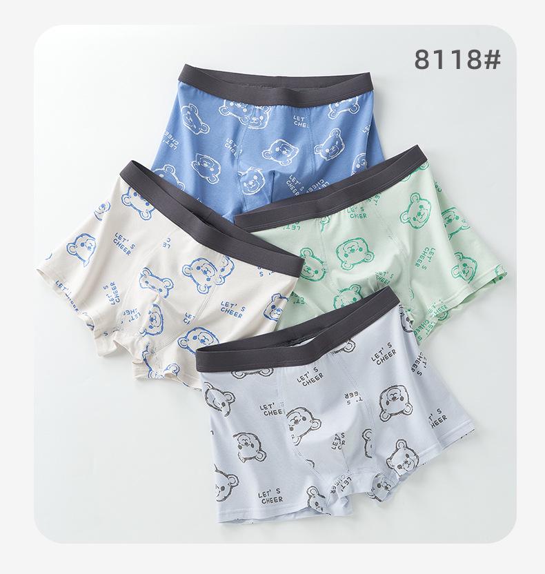 Huanghua Boys' Combed Cotton Boxer Briefs - 4-Pack