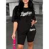 Summer Slim Bodycon Two Piece Outfit Ladies Short Sleeve Crop T-shirt High Waist Tight Shorts
